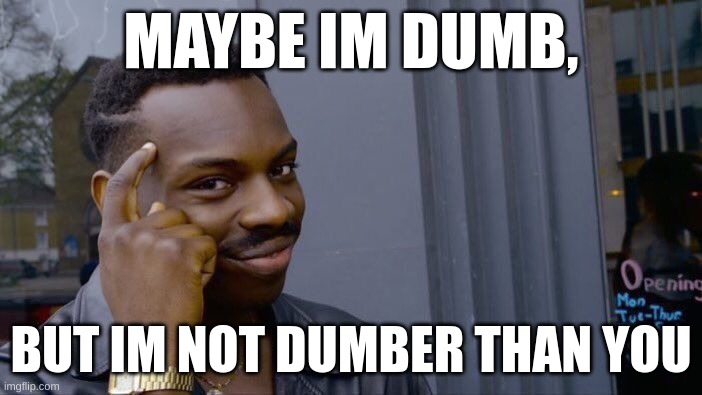 Roll Safe Think About It | MAYBE IM DUMB, BUT IM NOT DUMBER THAN YOU | image tagged in memes,roll safe think about it | made w/ Imgflip meme maker