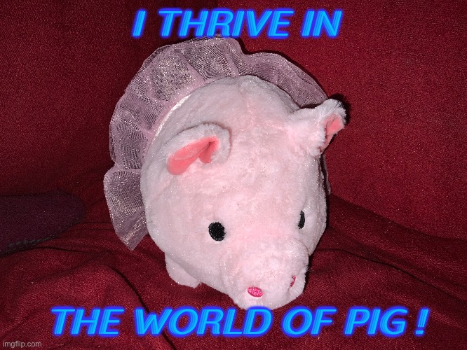 i love pig | I THRIVE IN; THE WORLD OF PIG ! | image tagged in pig,legend | made w/ Imgflip meme maker