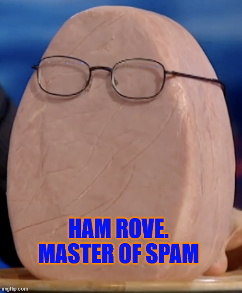 Ham Rove master of spam | HAM ROVE. MASTER OF SPAM | image tagged in ham rove,ham rove master of spam,trump enablers | made w/ Imgflip meme maker