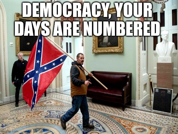 DEMOCRACY, YOUR DAYS ARE NUMBERED | image tagged in maga,nevertrump,dumptrump,fucktrump,anti-trump | made w/ Imgflip meme maker