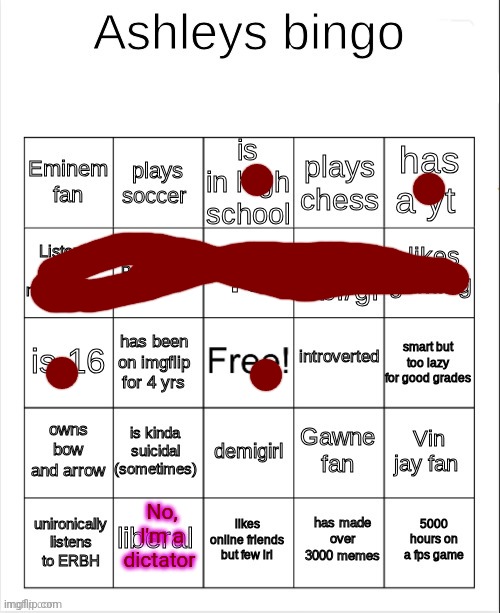 Ashley's bingo | No, I'm a dictator | image tagged in ashley's bingo | made w/ Imgflip meme maker