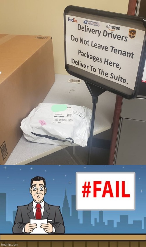 Packages left here | image tagged in fail news,packages,package,ups,you had one job,memes | made w/ Imgflip meme maker