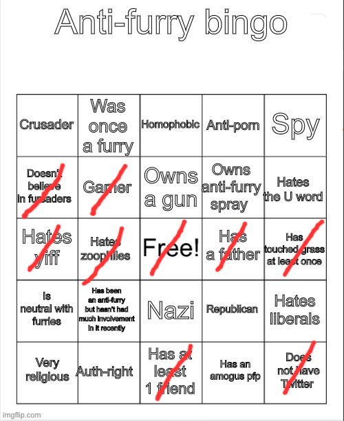 ts so ass | image tagged in anti-furry bingo | made w/ Imgflip meme maker