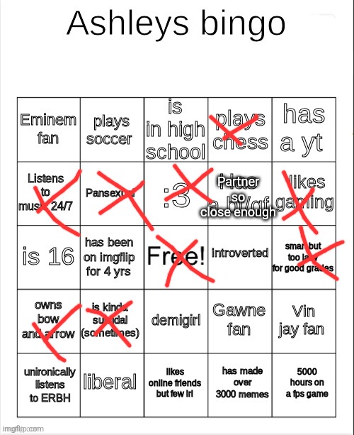 Iffy - chaws | Partner so close enough | image tagged in ashley's bingo | made w/ Imgflip meme maker