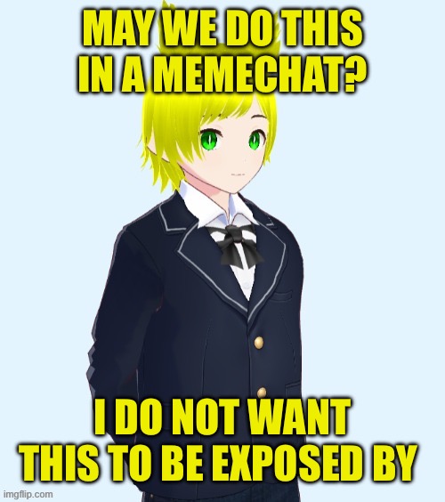 MAY WE DO THIS IN A MEMECHAT? I DO NOT WANT THIS TO BE EXPOSED BY ANYONE ELSE | made w/ Imgflip meme maker