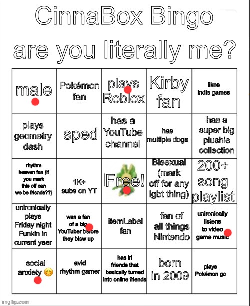 CinnaBox Bingo | image tagged in cinnabox bingo | made w/ Imgflip meme maker