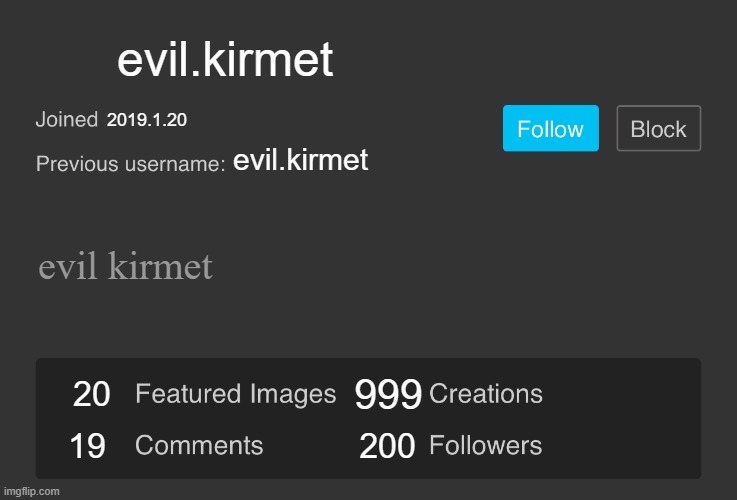 this shit lacked | evil.kirmet; 2019.1.20; evil.kirmet; evil kirmet; 999; 20; 19; 200 | image tagged in blank imgflip profile v2 | made w/ Imgflip meme maker