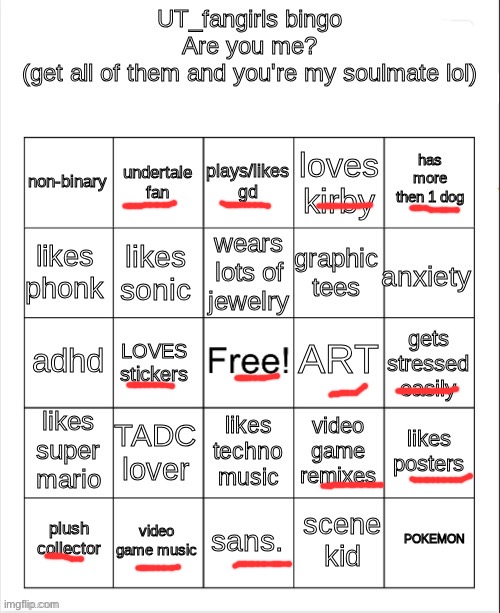 UT_fangirls bingo | image tagged in ut_fangirls bingo | made w/ Imgflip meme maker