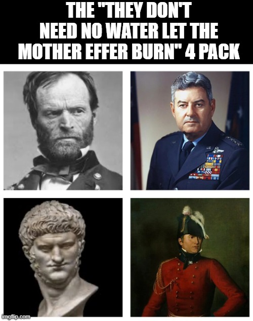 Burn It | THE "THEY DON'T NEED NO WATER LET THE MOTHER EFFER BURN" 4 PACK | image tagged in history memes | made w/ Imgflip meme maker