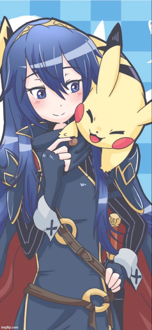 here is Lucina with a Pikachu for no reason | made w/ Imgflip meme maker