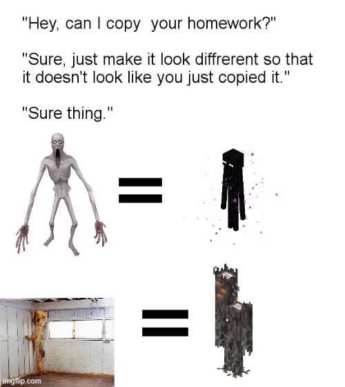 Minecraft/SCP Crossover | image tagged in minecraft,scp,scp 173,scp 096,enderman | made w/ Imgflip meme maker