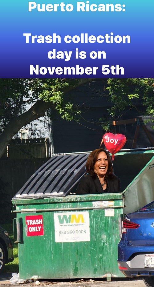 Trash day | Joy | image tagged in love dumpster,politics lol,memes | made w/ Imgflip meme maker