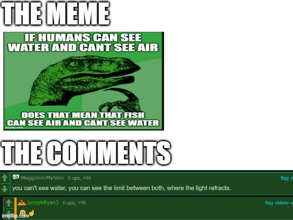 nerd emoji finger pointing up emoji | THE MEME; THE COMMENTS | image tagged in dinosaur,nerd,facts,funny | made w/ Imgflip meme maker