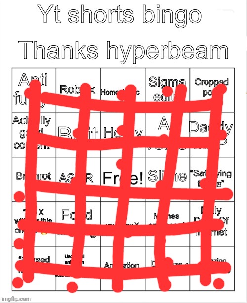 My yt shorts feed has it all | image tagged in yt shorts bingo | made w/ Imgflip meme maker