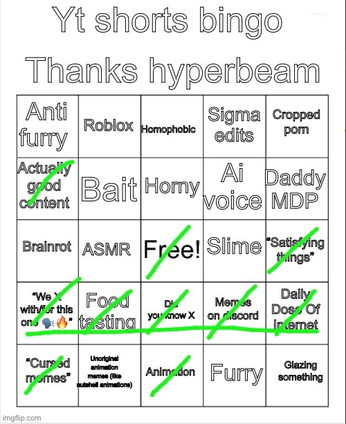Yt shorts bingo | image tagged in yt shorts bingo | made w/ Imgflip meme maker