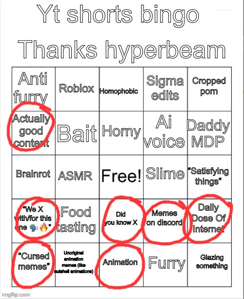 Yt shorts bingo | image tagged in yt shorts bingo | made w/ Imgflip meme maker
