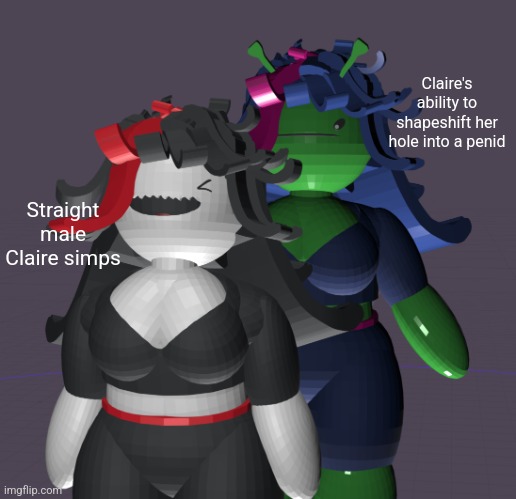 Claire and peanoid claire | Straight male Claire simps Claire's ability to shapeshift her hole into a penid | image tagged in claire and peanoid claire | made w/ Imgflip meme maker