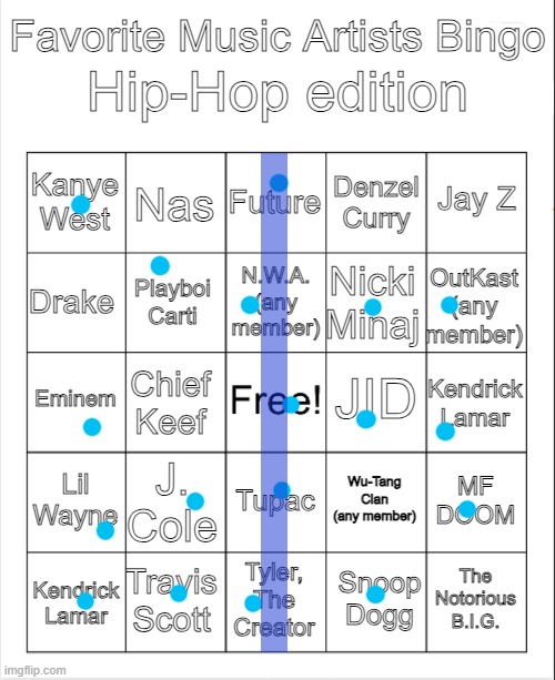 Rapper Bingo | image tagged in rapper bingo | made w/ Imgflip meme maker