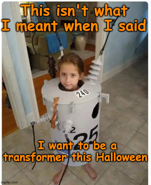 They wanted to be a transformer this Halloween | This isn't what I meant when I said; I want to be a transformer this Halloween | image tagged in halloween,transformer,costume | made w/ Imgflip meme maker