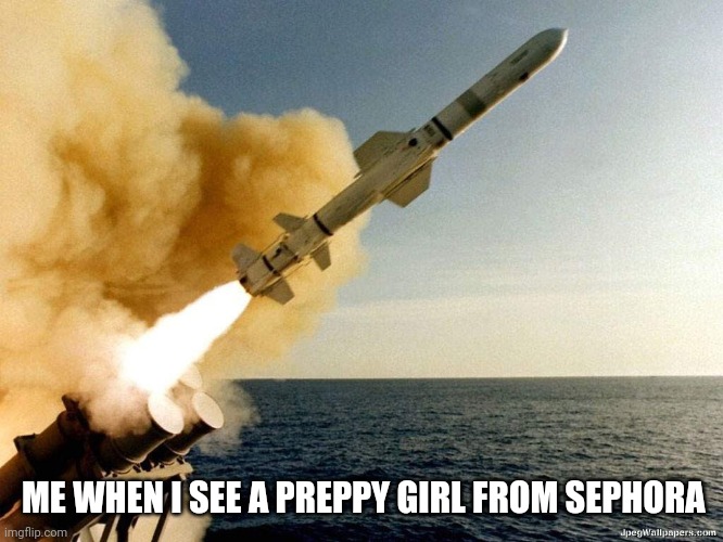 Missile | ME WHEN I SEE A PREPPY GIRL FROM SEPHORA | image tagged in missile | made w/ Imgflip meme maker