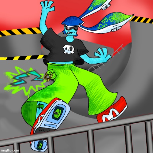 Skatez squidzy promo art | image tagged in skatez squidzy promo art | made w/ Imgflip meme maker