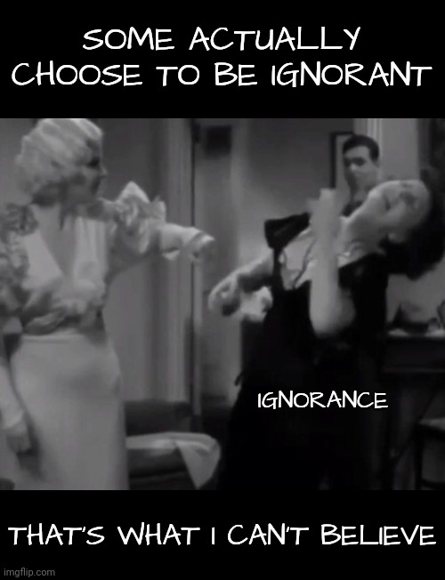 SOME ACTUALLY CHOOSE TO BE IGNORANT IGNORANCE THAT'S WHAT I CAN'T BELIEVE | made w/ Imgflip meme maker