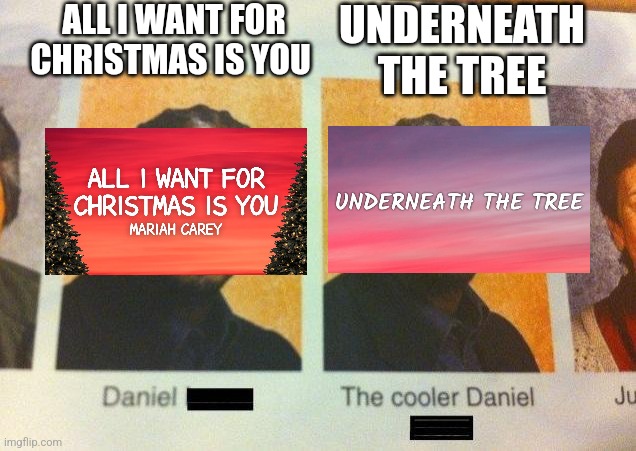 Idk | ALL I WANT FOR CHRISTMAS IS YOU; UNDERNEATH THE TREE | image tagged in the cooler daniel | made w/ Imgflip meme maker