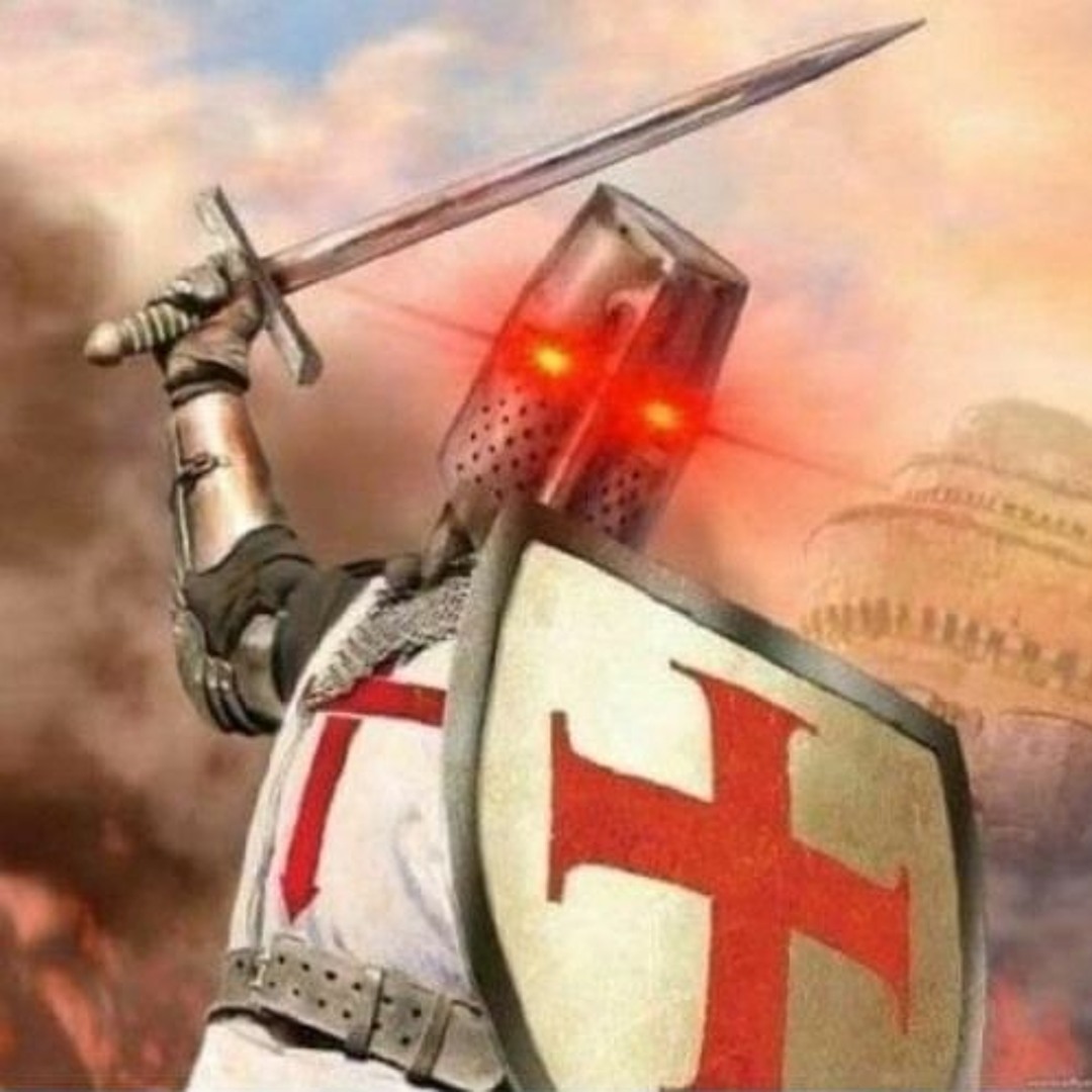 Deus Vult Crusader Glowing Eye Blank Meme Template