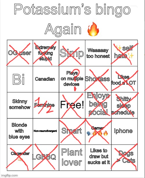 Potassium Bingo V4 | image tagged in potassium bingo v4 | made w/ Imgflip meme maker