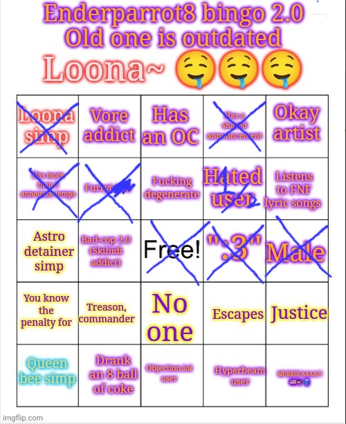 Enderparrot8 bingo 2.0 | image tagged in enderparrot8 bingo 2 0 | made w/ Imgflip meme maker