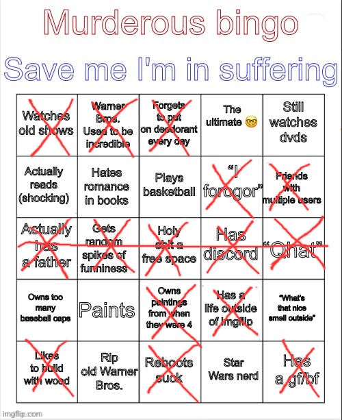 Murderous bingo | image tagged in murderous bingo | made w/ Imgflip meme maker