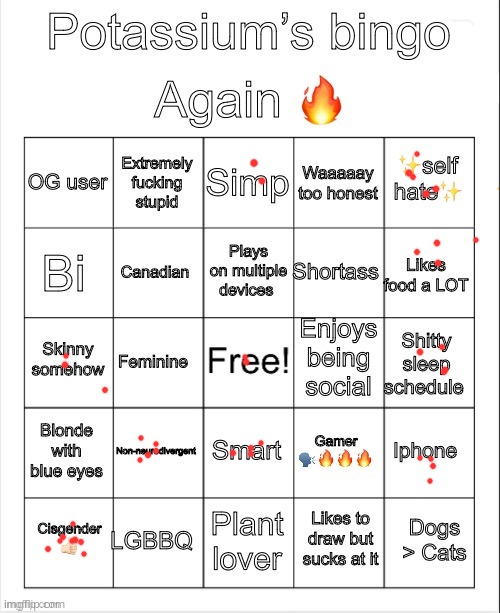 Potassium Bingo V4 | image tagged in potassium bingo v4 | made w/ Imgflip meme maker