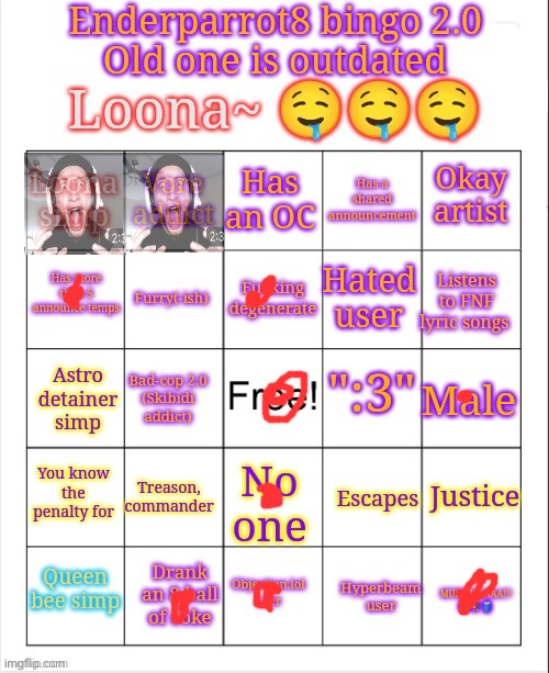 Enderparrot8 bingo 2.0 | image tagged in enderparrot8 bingo 2 0 | made w/ Imgflip meme maker