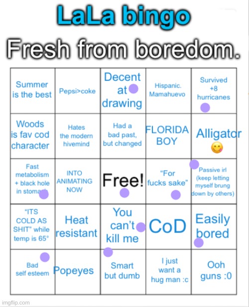 Another LaLa bingo | image tagged in another lala bingo | made w/ Imgflip meme maker