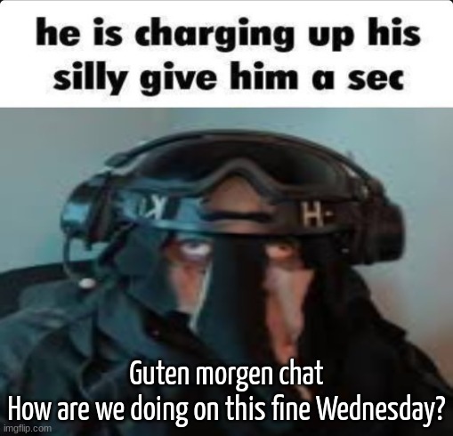 AFK idk | Guten morgen chat
How are we doing on this fine Wednesday? | image tagged in afk idk | made w/ Imgflip meme maker