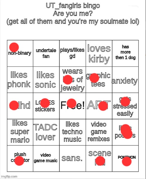 Scene kid <3 | image tagged in ut_fangirls bingo | made w/ Imgflip meme maker