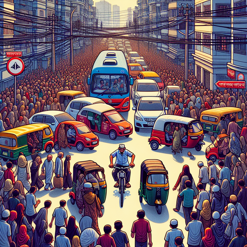 Imagine this:  Picture of a crowded street in Dhaka during peak Blank Meme Template