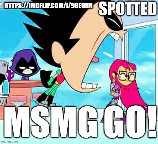 https://imgflip.com/i/98eunn | HTTPS://IMGFLIP.COM/I/98EUNN; MSMG | image tagged in x spotted y go | made w/ Imgflip meme maker