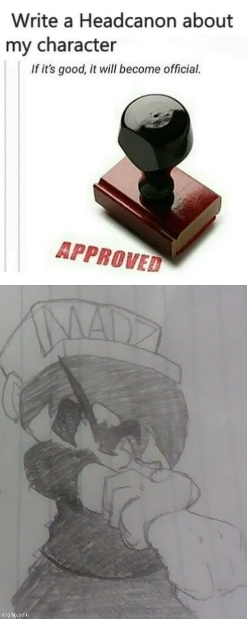image tagged in write a headcannon about,madnez getting ready | made w/ Imgflip meme maker