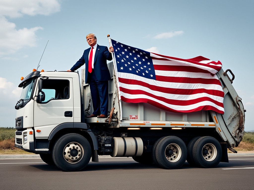 Trump on Garbage Truck Blank Meme Template