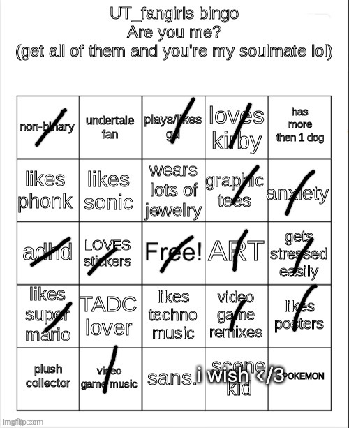 my mum doesn't let me get the clothing i want, hence why i dress so basic | i wish </3 | image tagged in ut_fangirls bingo | made w/ Imgflip meme maker