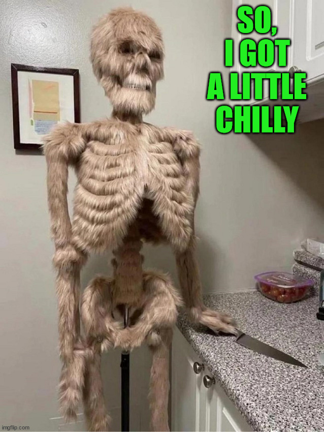 Skeleton Furrie | SO, I GOT A LITTLE CHILLY | image tagged in cursed image | made w/ Imgflip meme maker