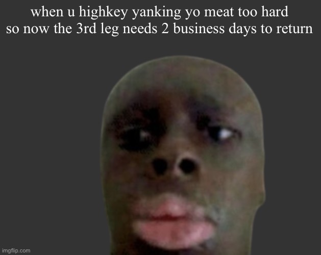 K K | when u highkey yanking yo meat too hard so now the 3rd leg needs 2 business days to return | image tagged in k k | made w/ Imgflip meme maker