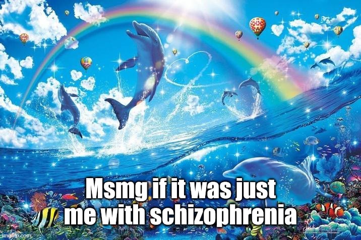 Happy dolphin rainbow | Msmg if it was just me with schizophrenia | image tagged in happy dolphin rainbow | made w/ Imgflip meme maker