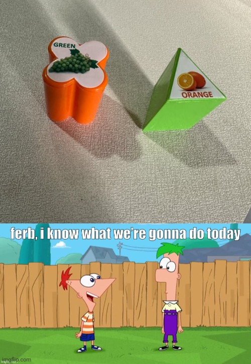 Switched but not completely switched | image tagged in ferb i know what we re gonna do today,green,orange,you had one job,memes,colors | made w/ Imgflip meme maker