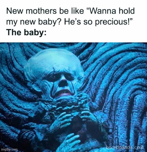 repost | image tagged in pennywise,horror movies,pennywise the dancing clown,evil baby | made w/ Imgflip meme maker