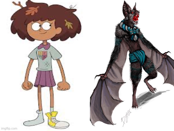 Anne Boonchuy (human and werebat forms) | image tagged in amphibia,werewolf | made w/ Imgflip meme maker