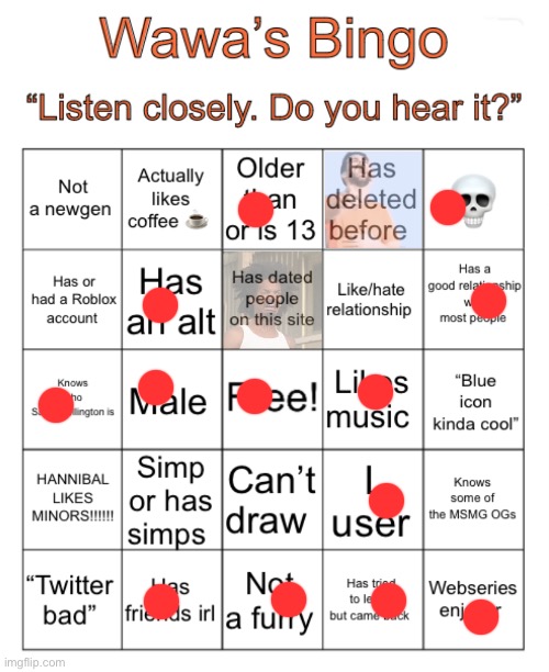 Wawa’s Bingo | image tagged in wawa s bingo | made w/ Imgflip meme maker