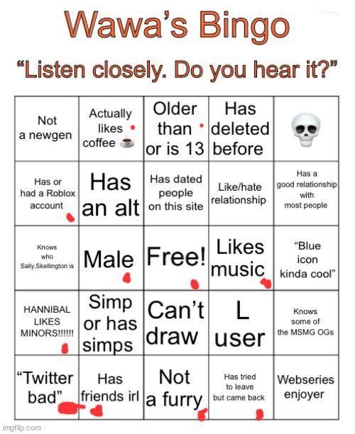 Wawa’s Bingo | image tagged in wawa s bingo | made w/ Imgflip meme maker