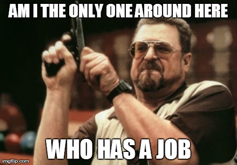 Am I The Only One Around Here Meme | AM I THE ONLY ONE AROUND HERE WHO HAS A JOB | image tagged in memes,am i the only one around here,AdviceAnimals | made w/ Imgflip meme maker